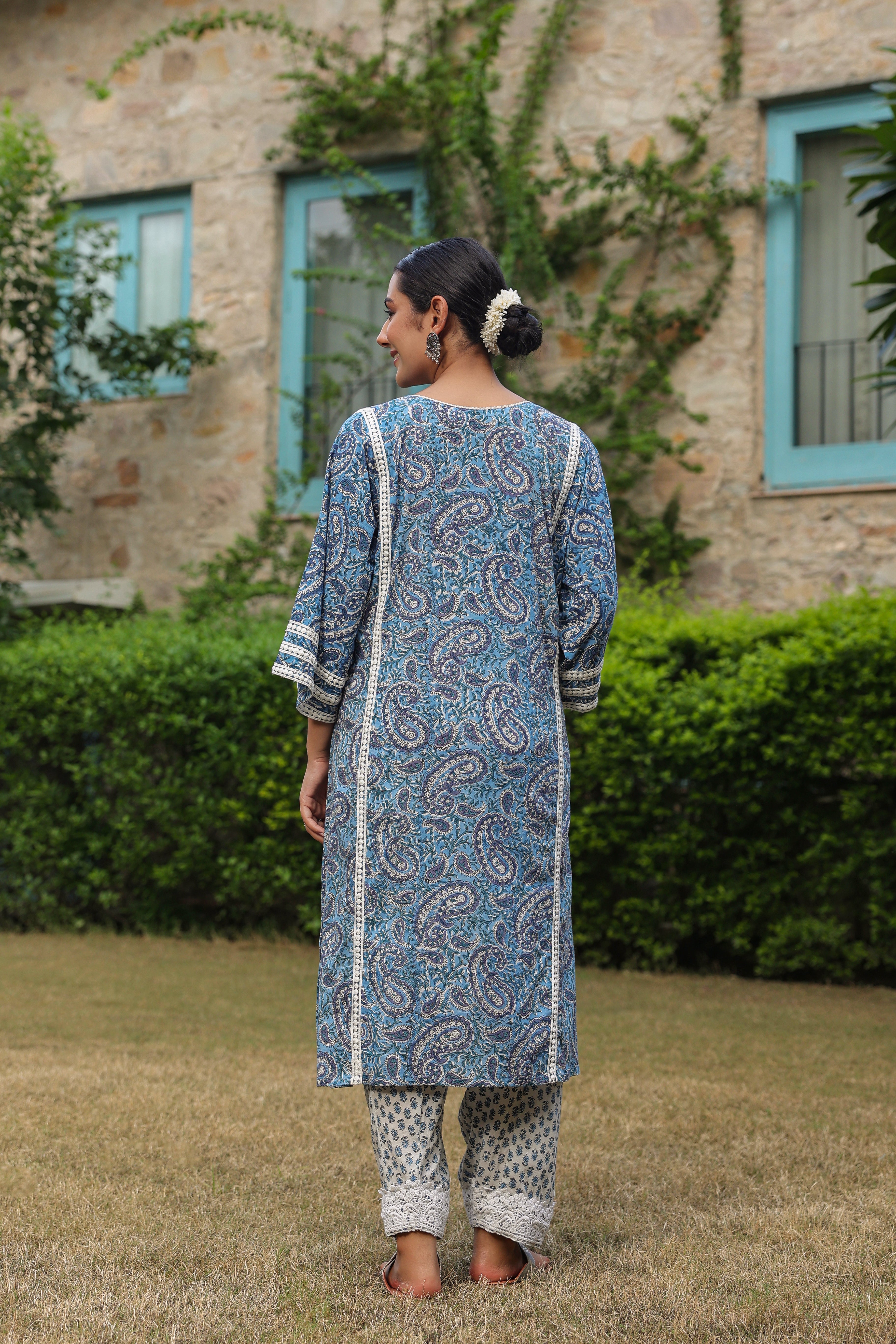 Afghani Chogha Set | Blue Paisley