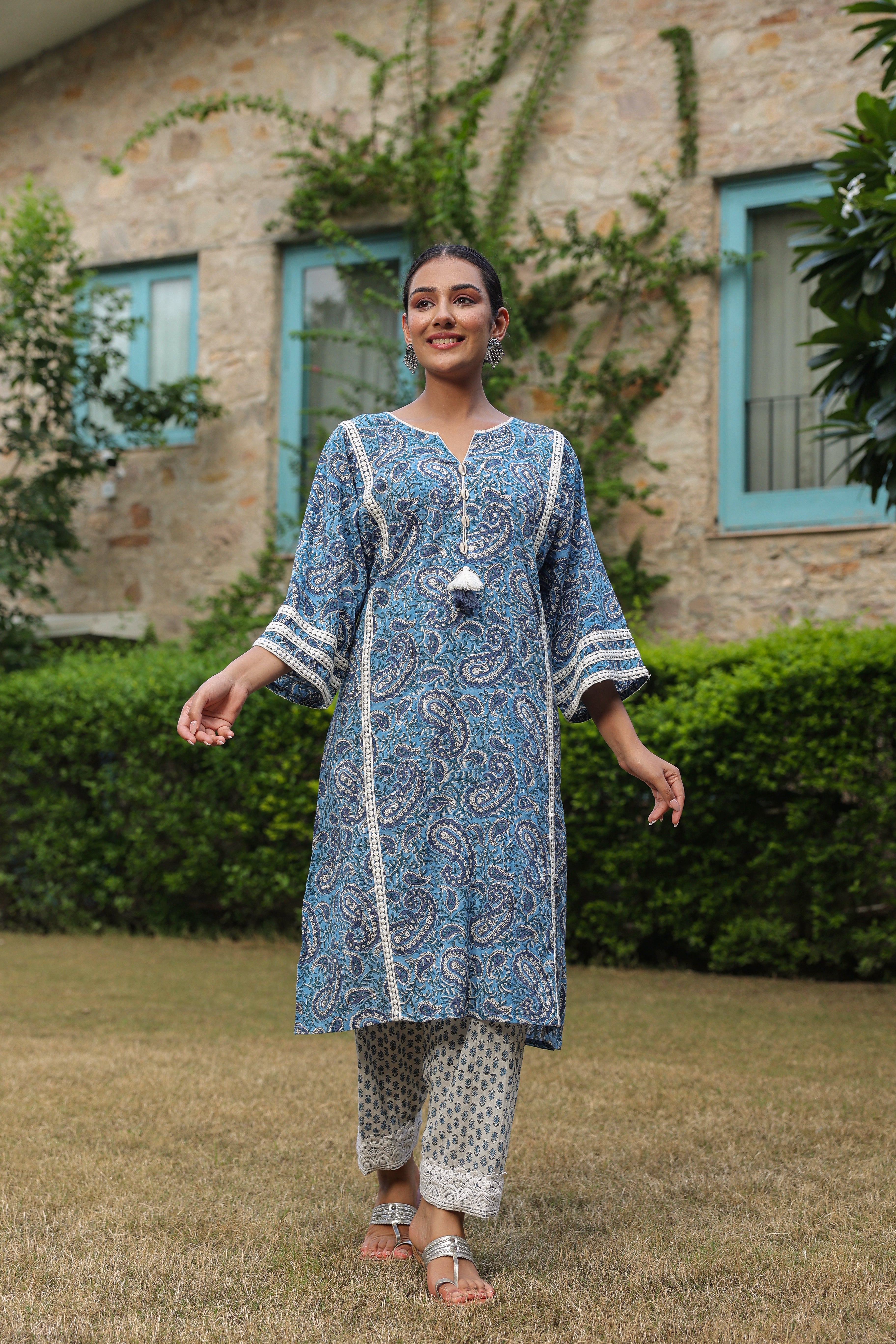 Afghani Chogha Set | Blue Paisley