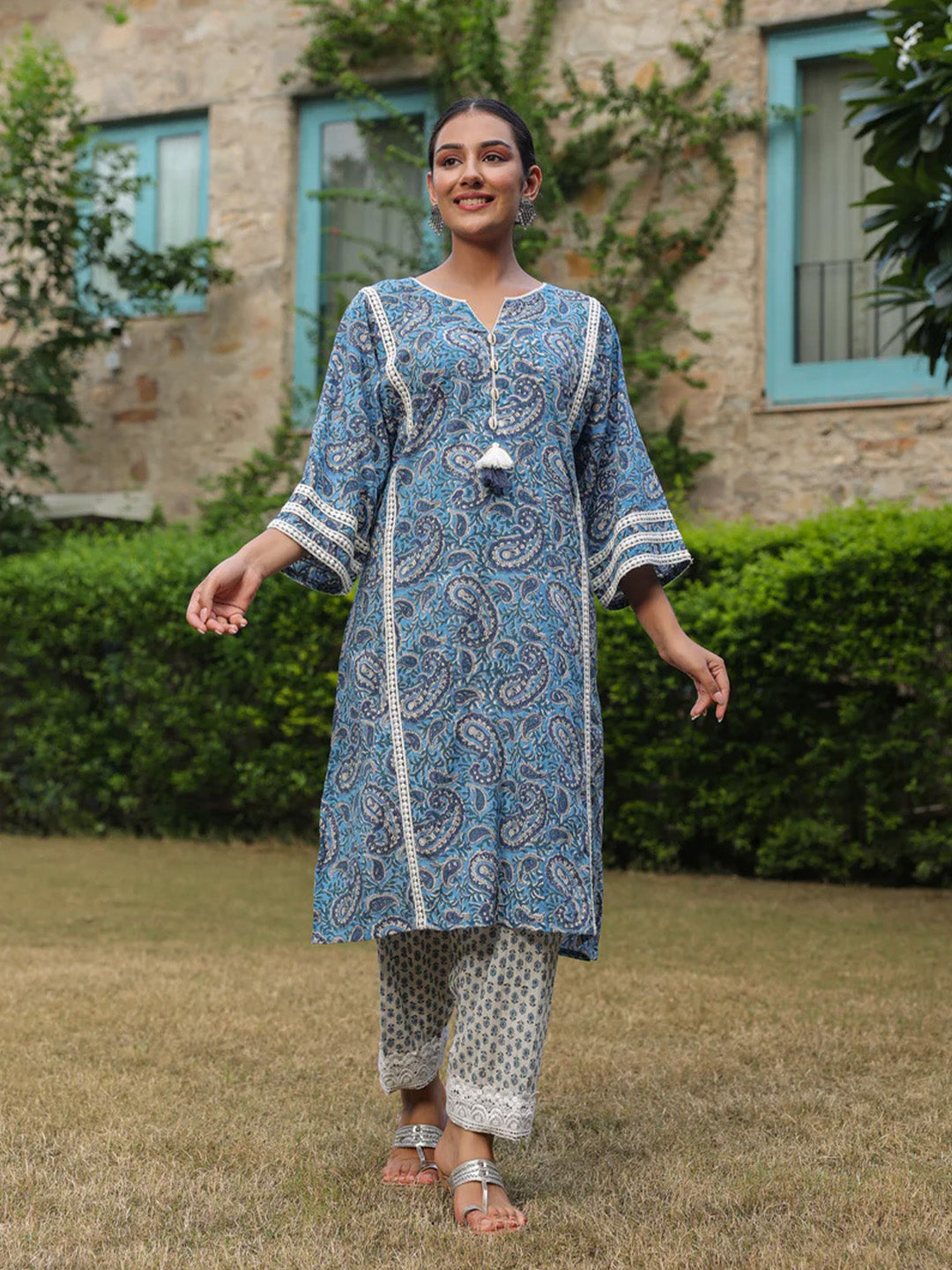 Afghani Chogha Set | Blue Paisley