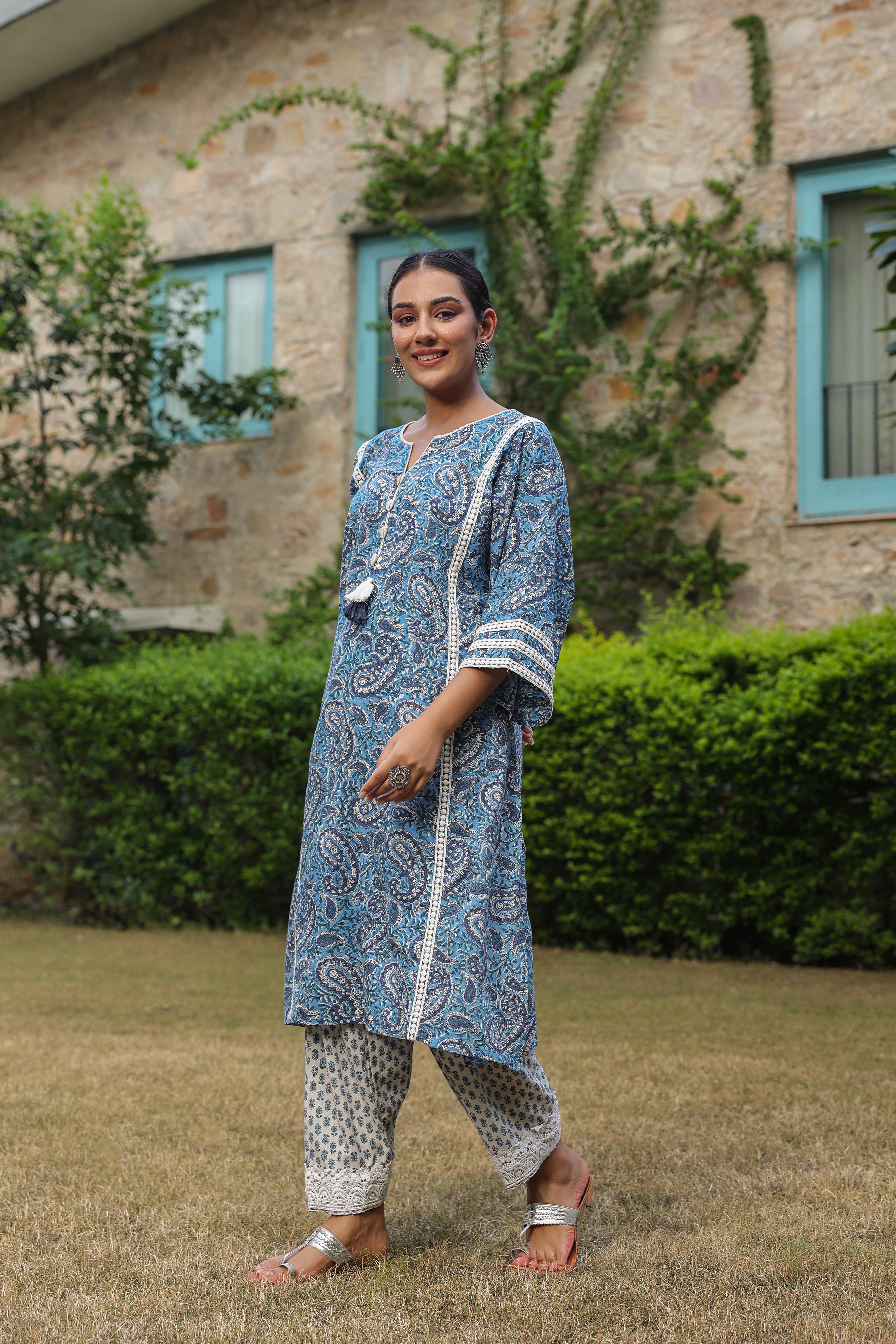 Afghani Chogha Set | Blue Paisley