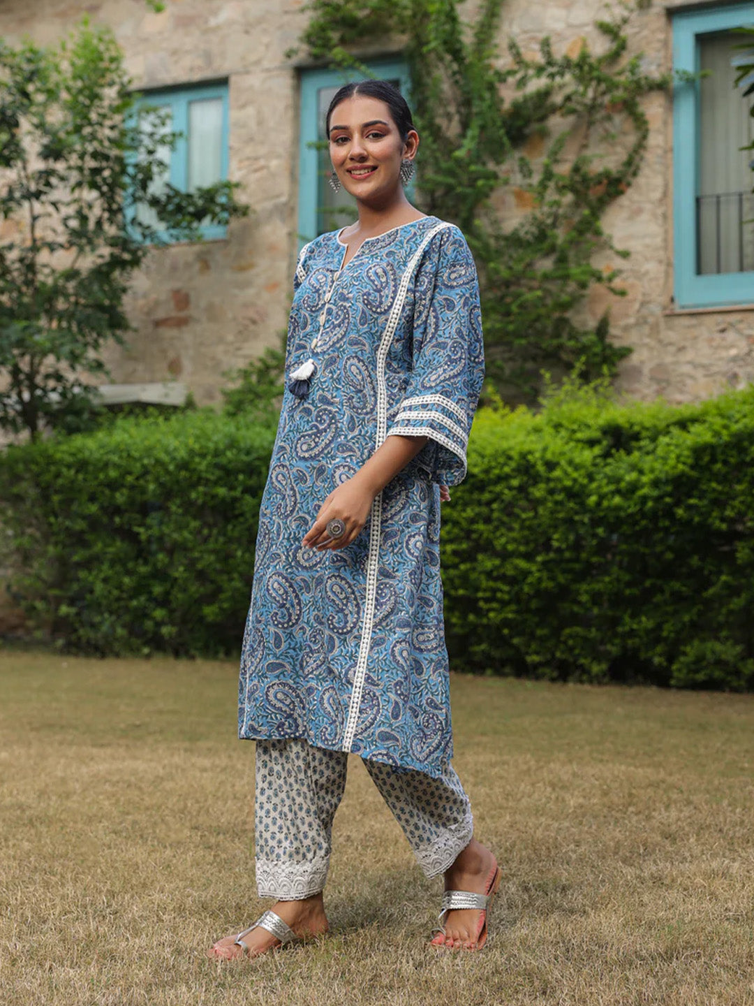 Afghani Chogha Set | Blue Paisley
