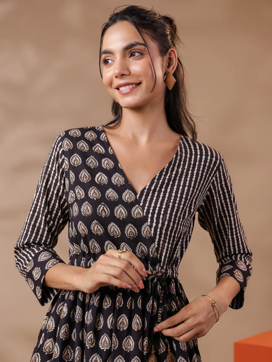 Bagru Printed Black Cotton Top
