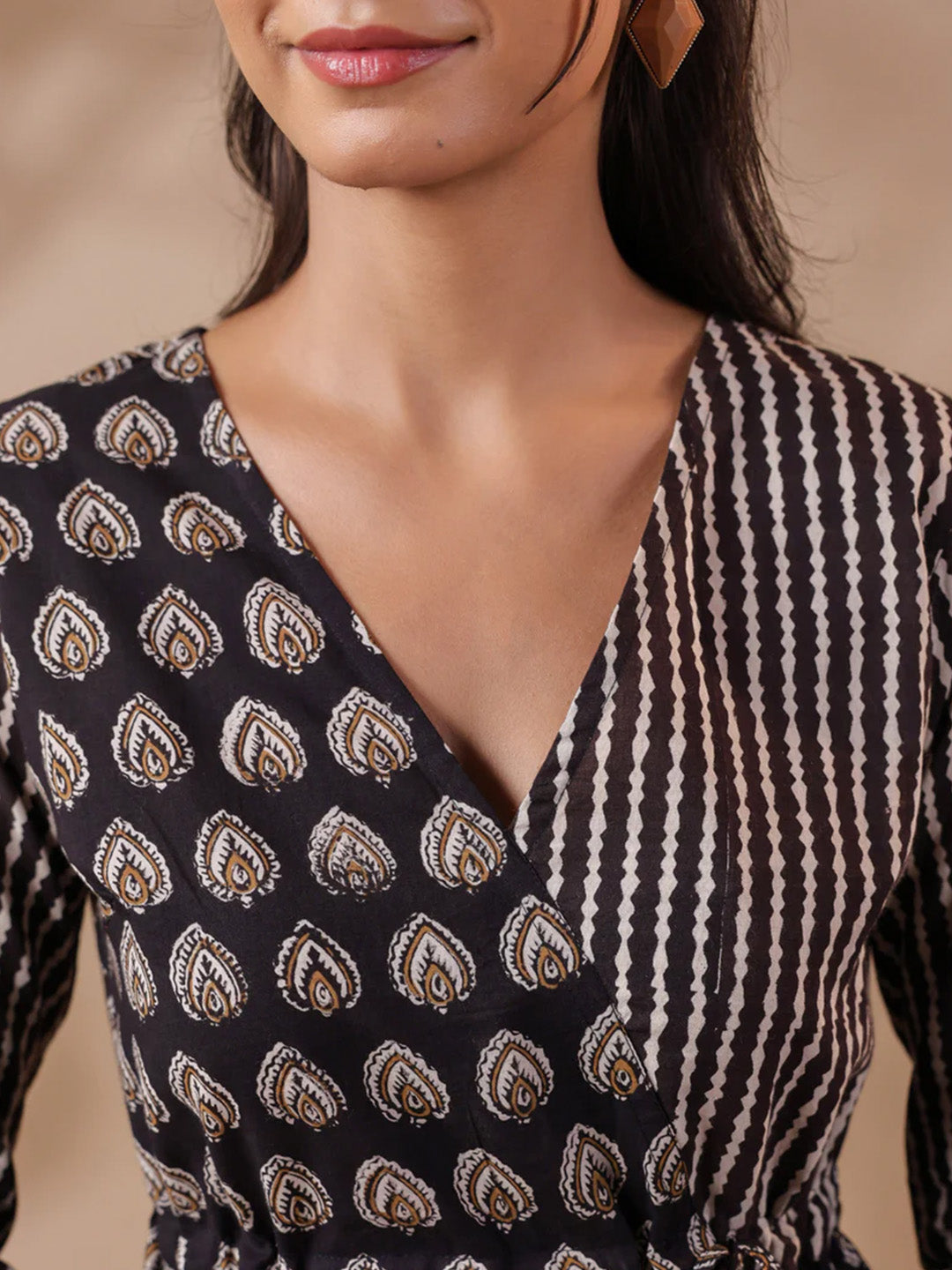 Bagru Printed Black Cotton Top