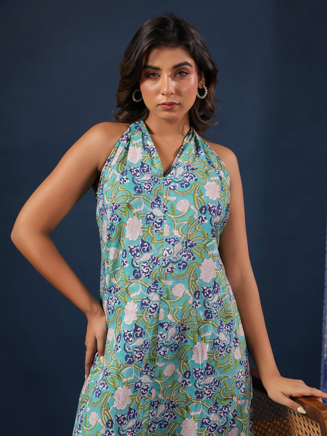 Breeze Bloom Halter Cotton Dress