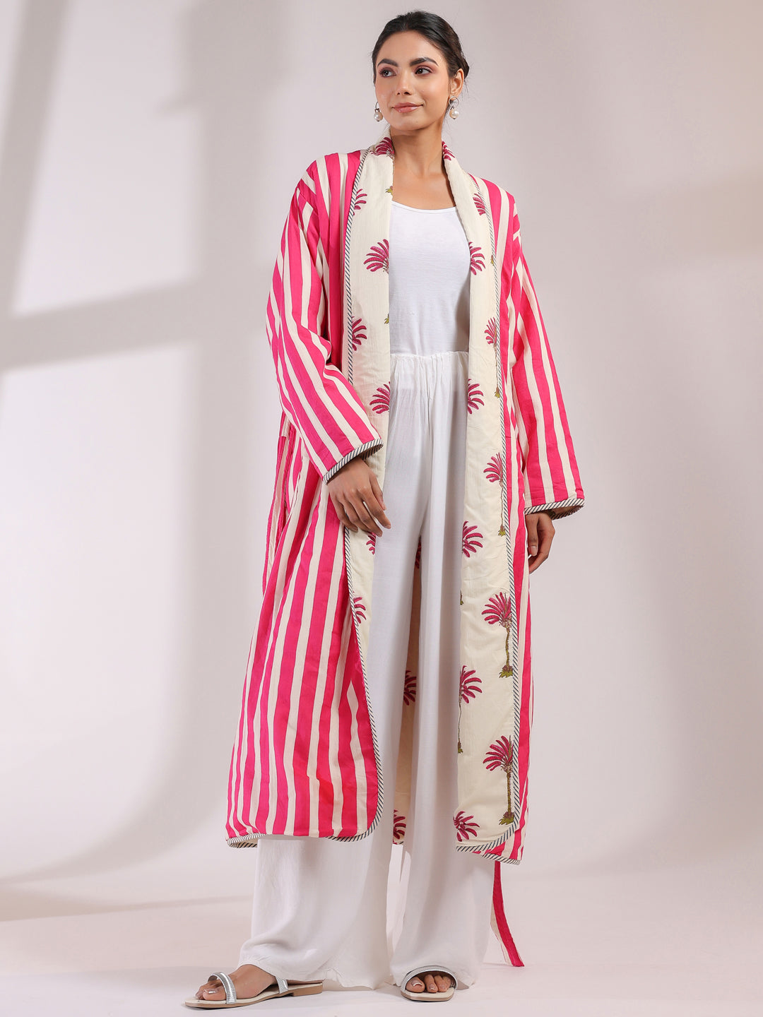 Palm Printed Reversible Quilted Robes