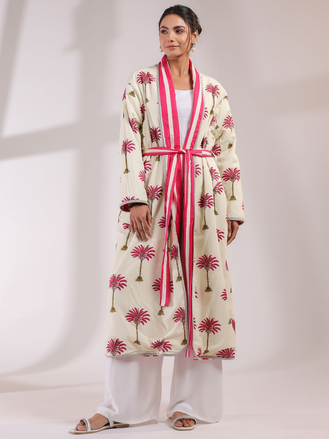 Palm Printed Reversible Quilted Robes