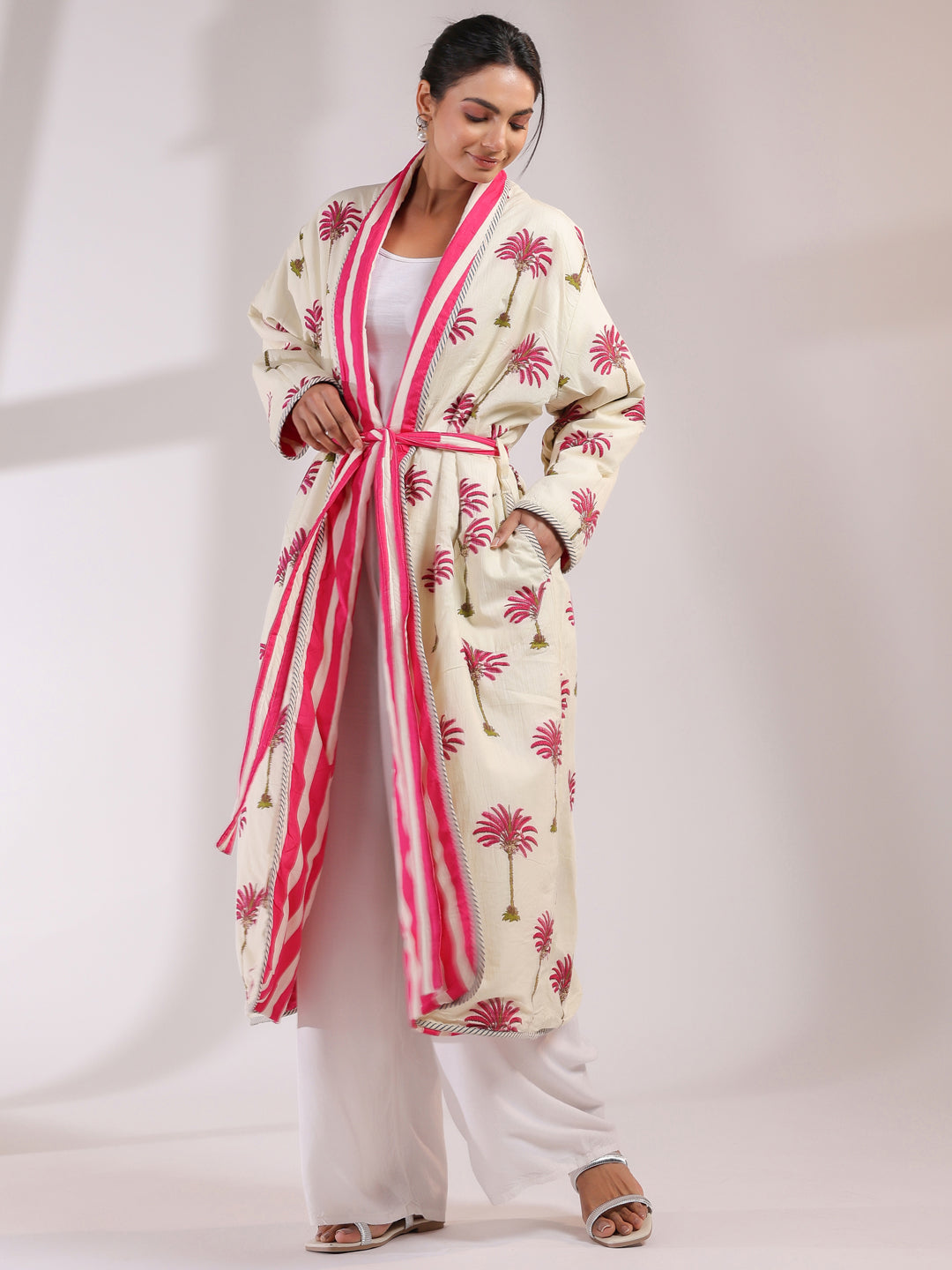 Palm Printed Reversible Quilted Robes