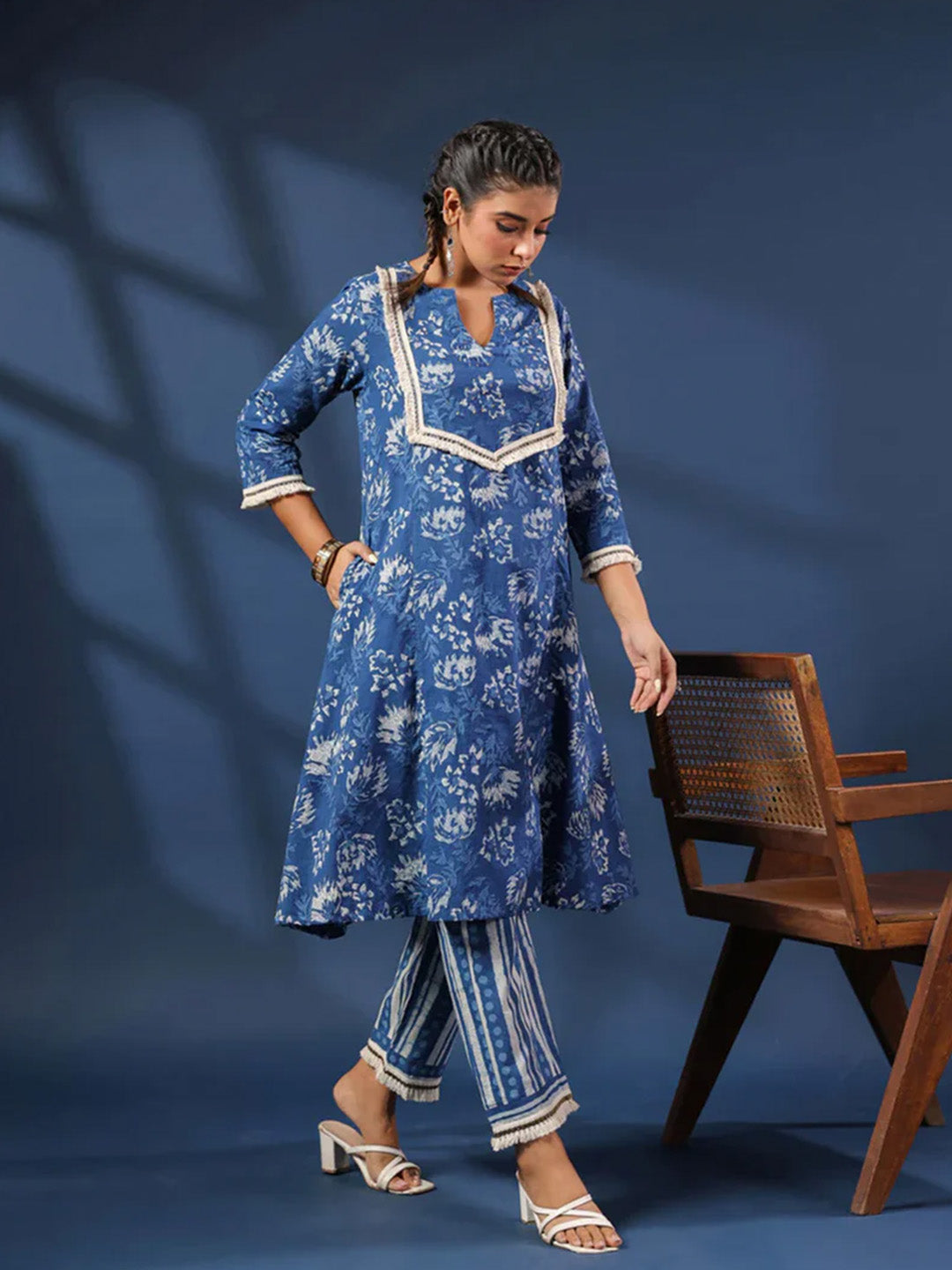 Dabu Printed Kurta and Palazzo Set