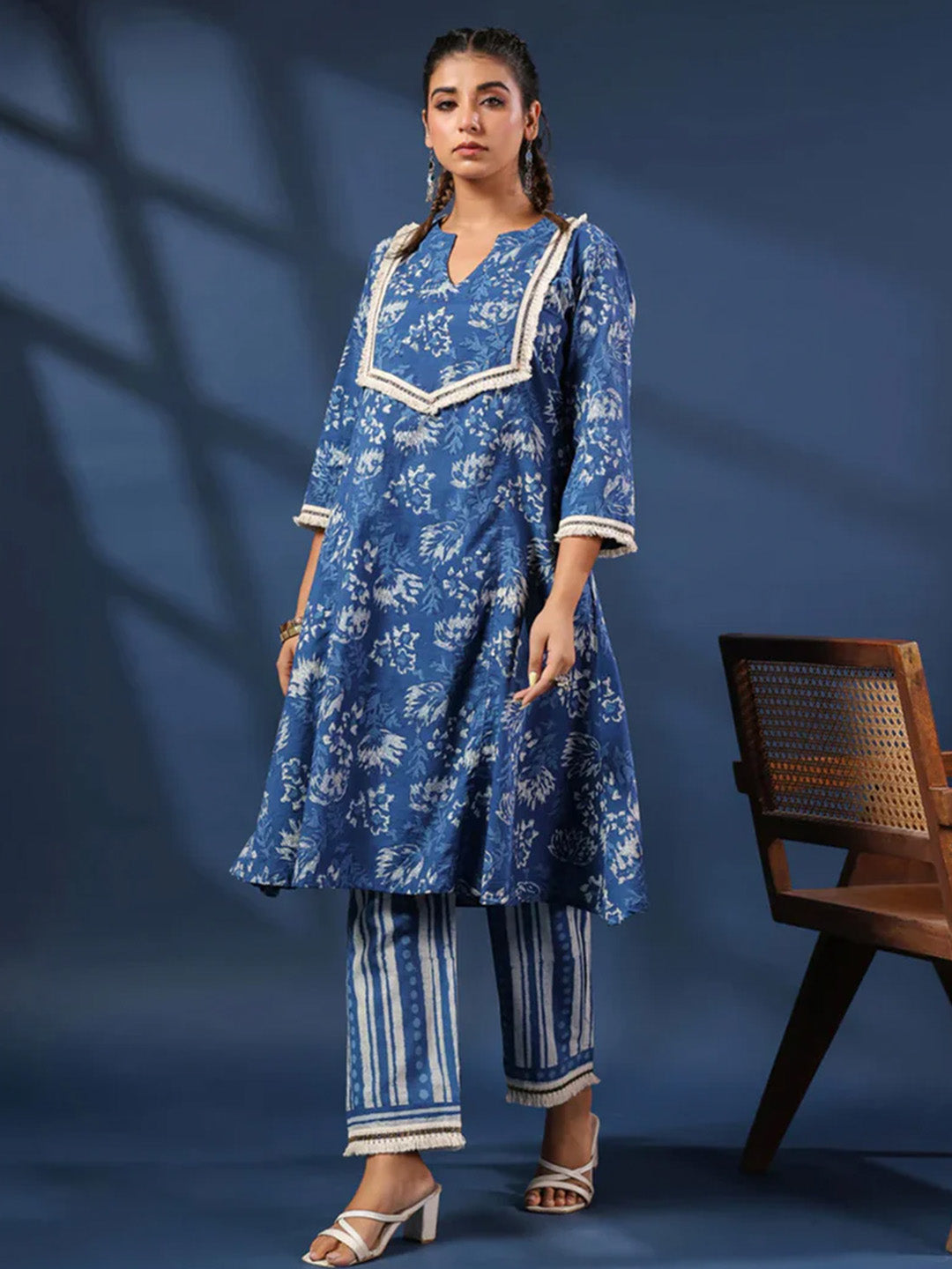 Dabu Printed Kurta and Palazzo Set