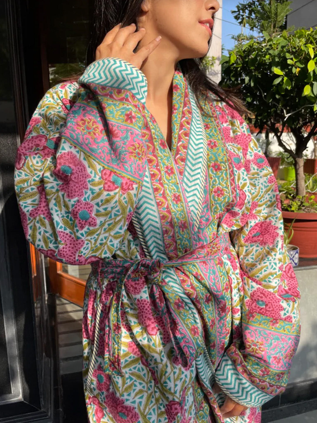 Baagheecha Quilted Cotton Robe