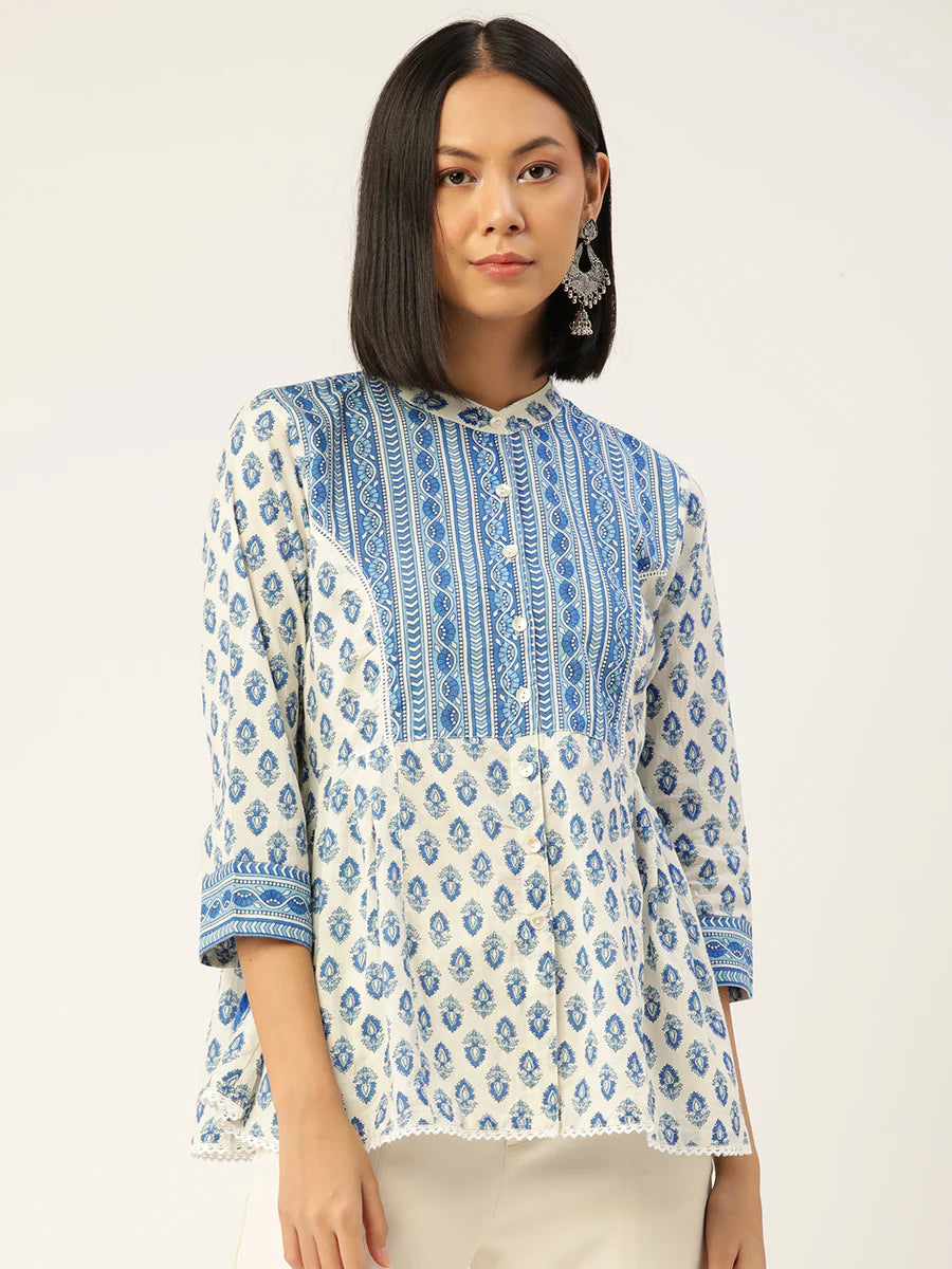 Megha Top | Blue Booti