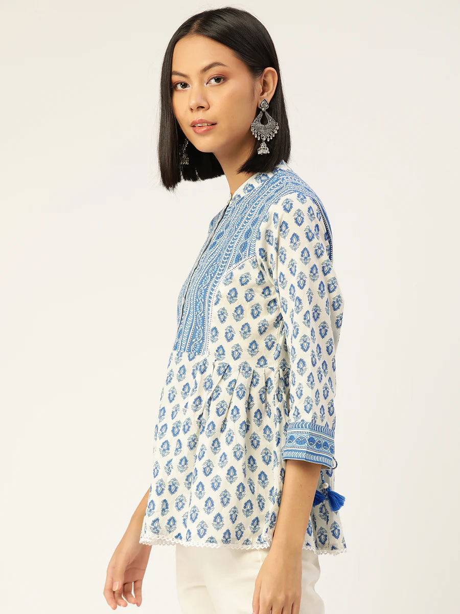 Megha Top | Blue Booti