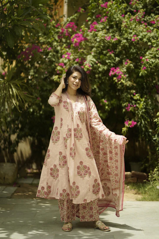 Kusum Kurta Set | Rose