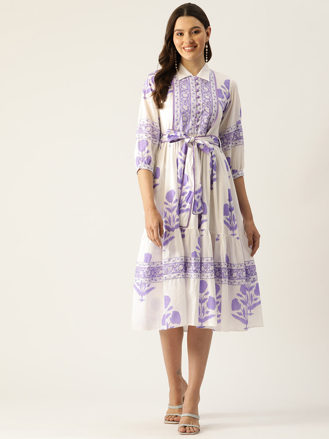 Shop Elegant Stylish Lavender Mughal Print Dress Jaipur Morni USA