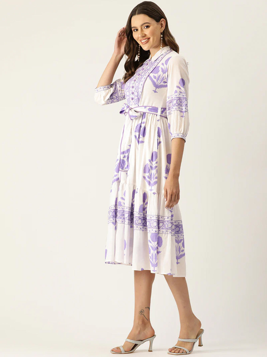 Mughal Print Dress | Lavender