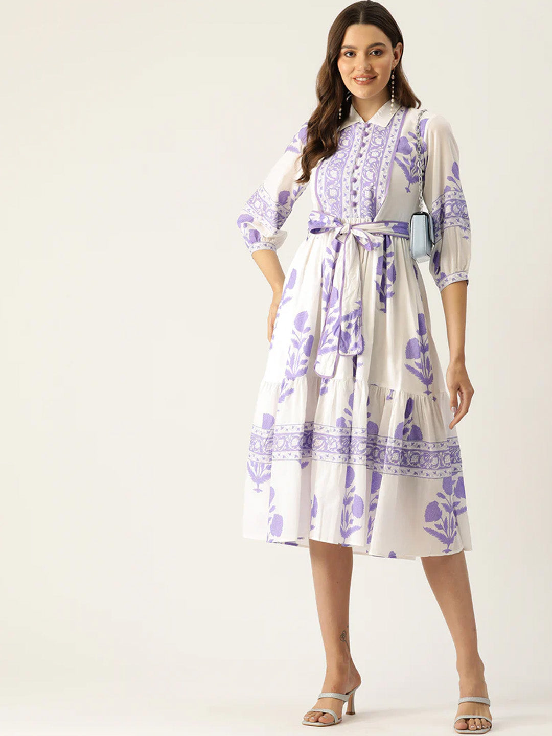 Mughal Print Dress | Lavender