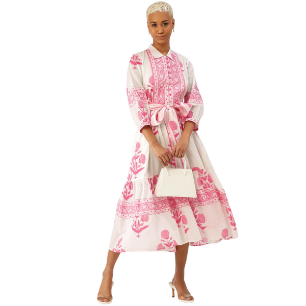 Mughal Print Dress | Blush Pink