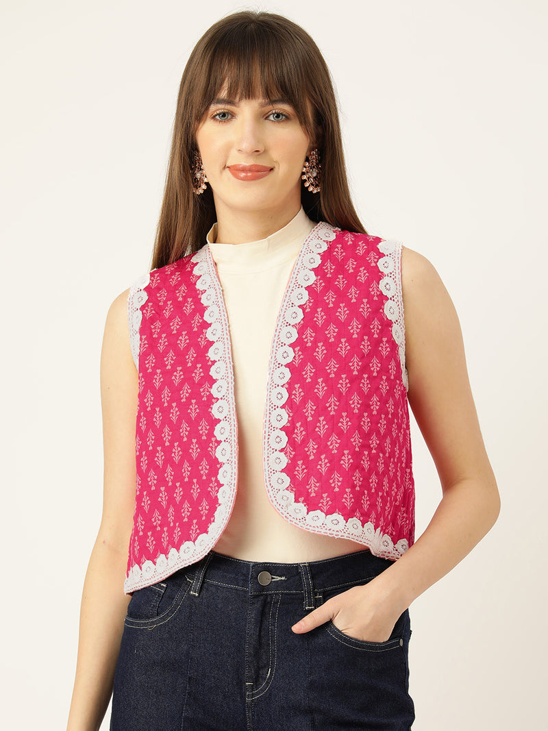 Quilted Cotton Vest | Brilliant Pink