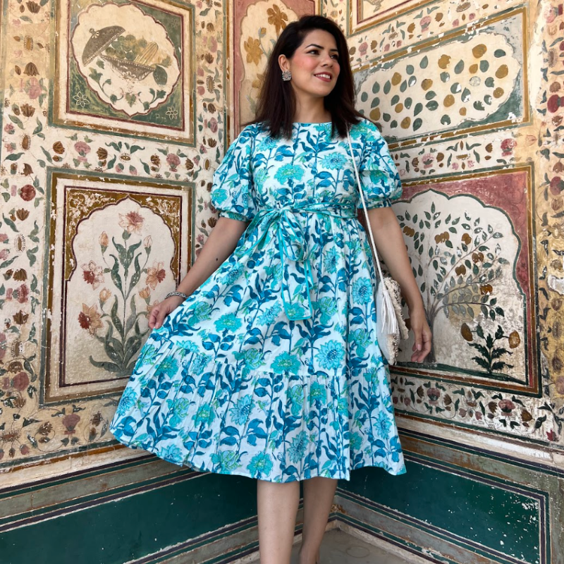 Meethi Dress | Turquoise