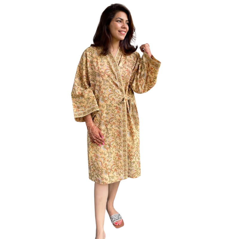 Block Print Cotton Robe | Sahara