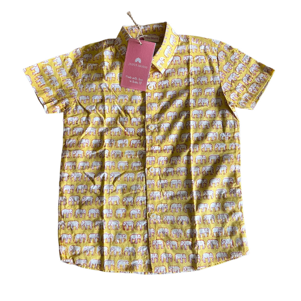 Hand 2024 block elephant print shirt