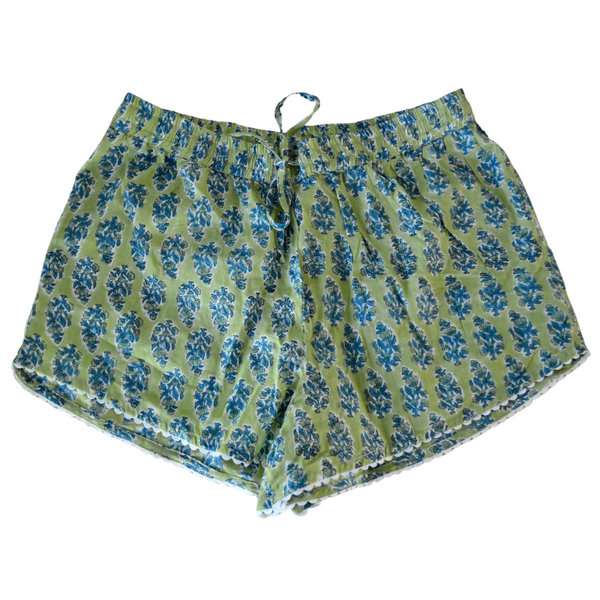 Block Print Cotton Lounge Shorts | Carrie Green