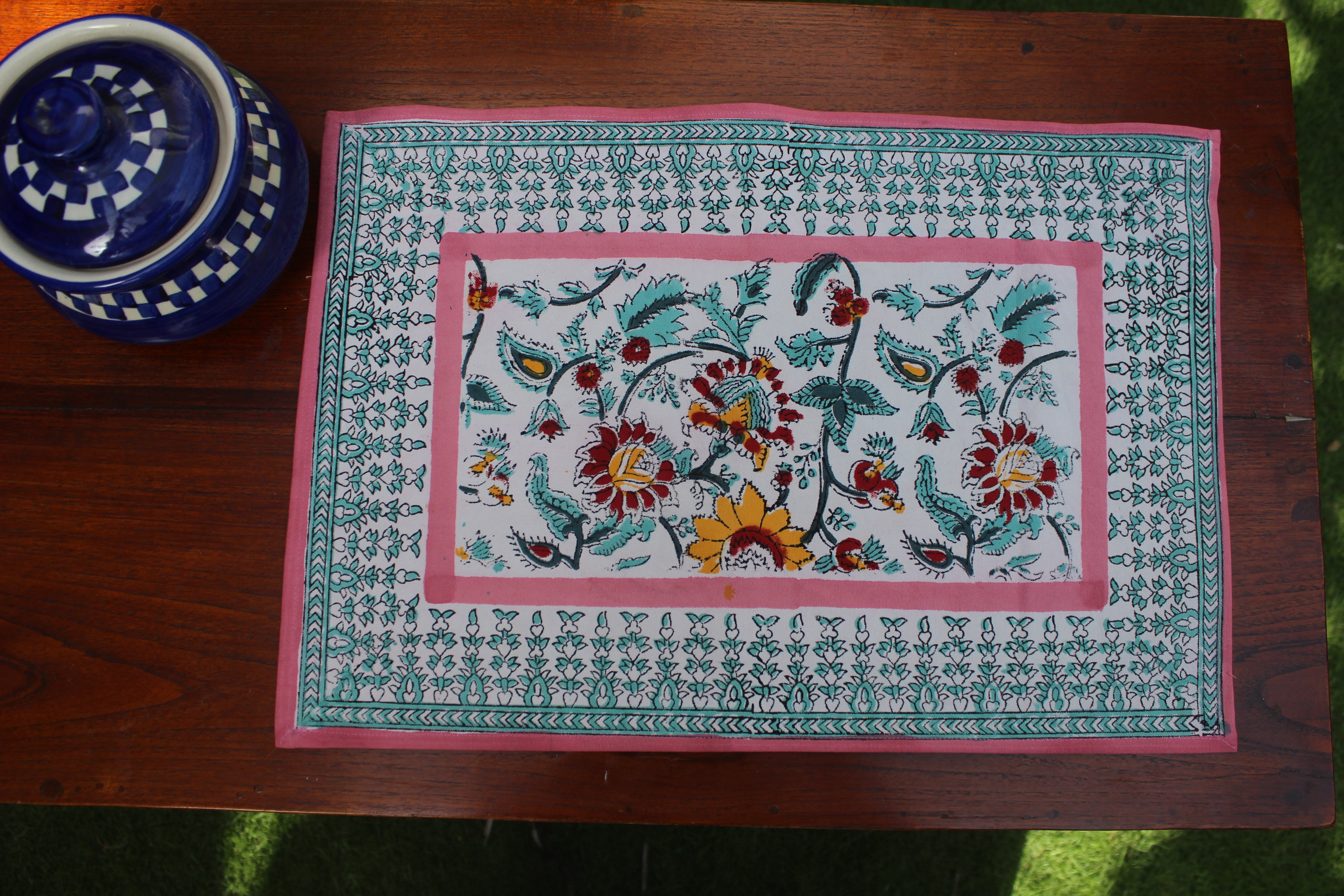 Block Print Cotton Placemats Set of 6 | Frangipani