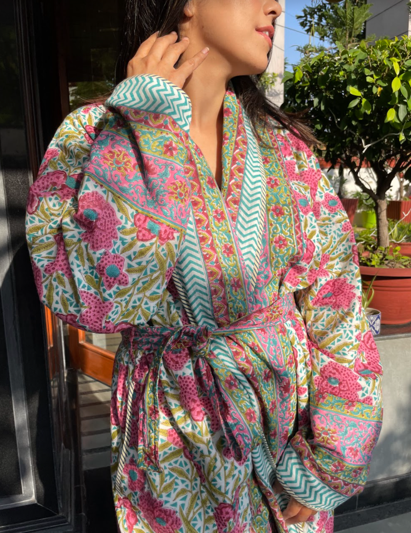 Baagheecha Quilted Cotton Robe