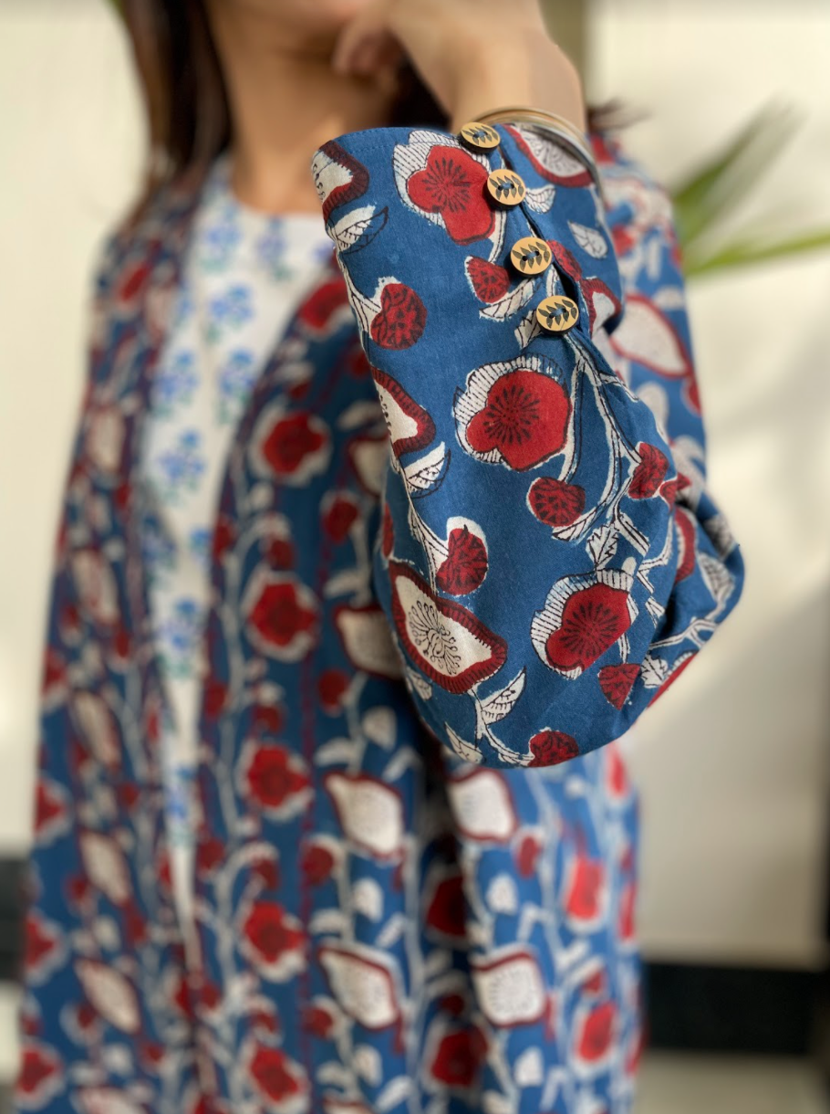 Ajrakh Printed Quilted Coat