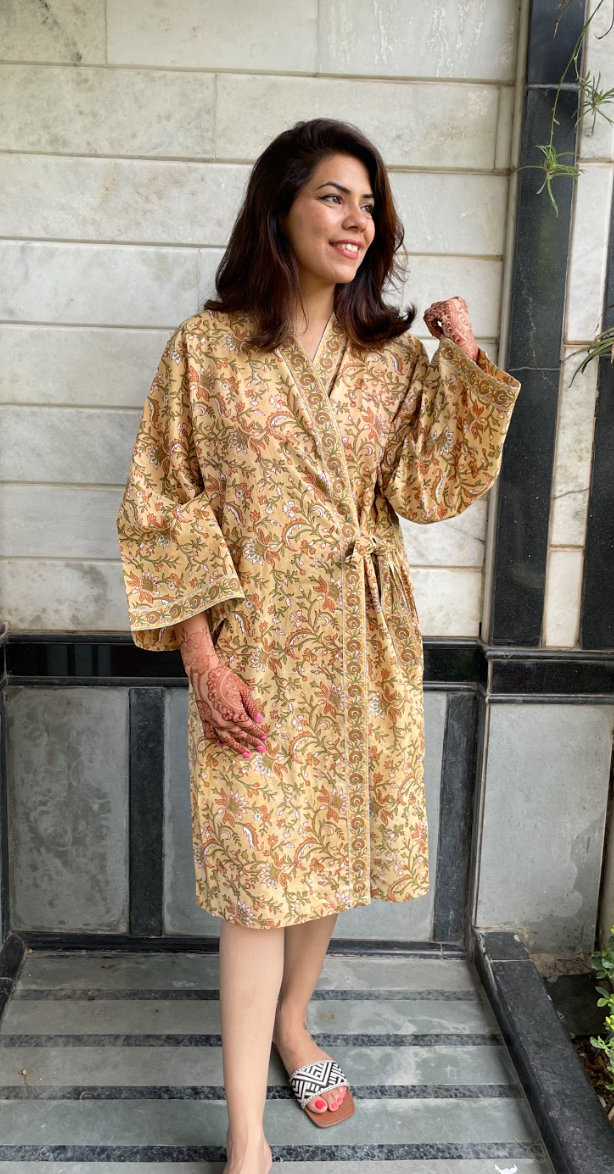 Block Print Cotton Robe | Sahara