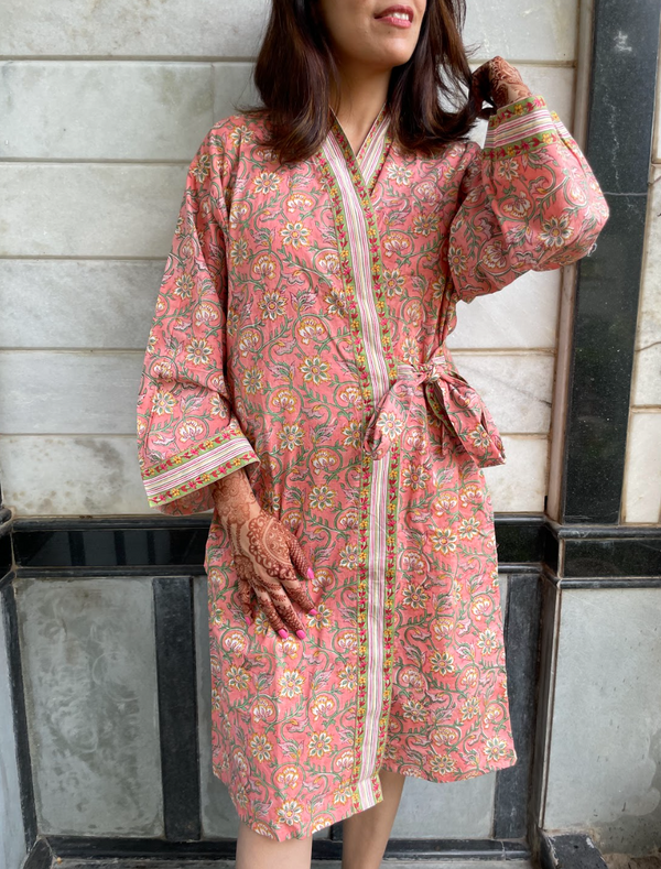 Block Print Cotton Robe | Pushpa