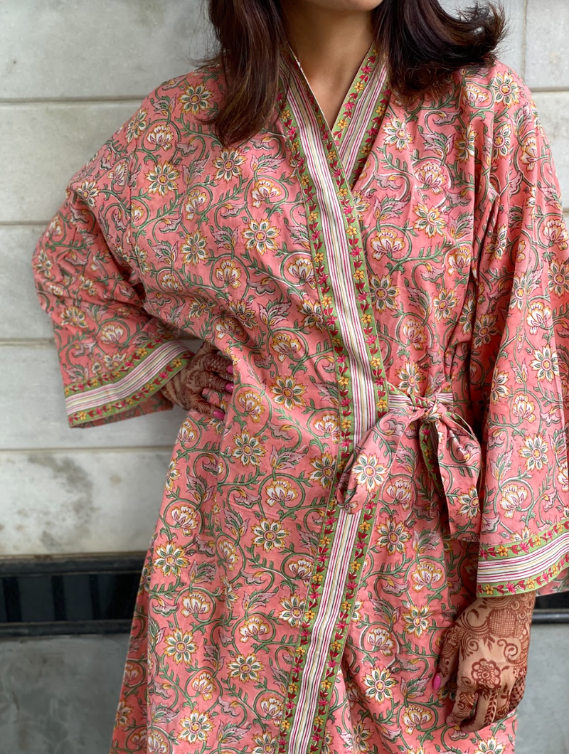 Block Print Cotton Robe | Pushpa
